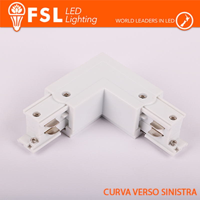 FSL Linker L-förmiger Verbinder für Dreiphasenschiene – Farbe WEISS