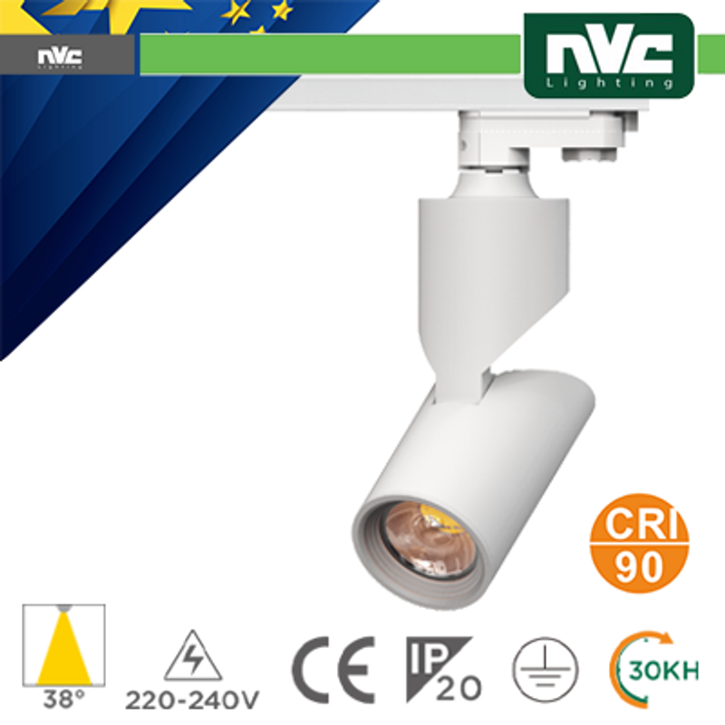Strahler Dreiphasen-Schienenprojektor – 25 W, 3000 K, 2250 LM, 38° CRI+90