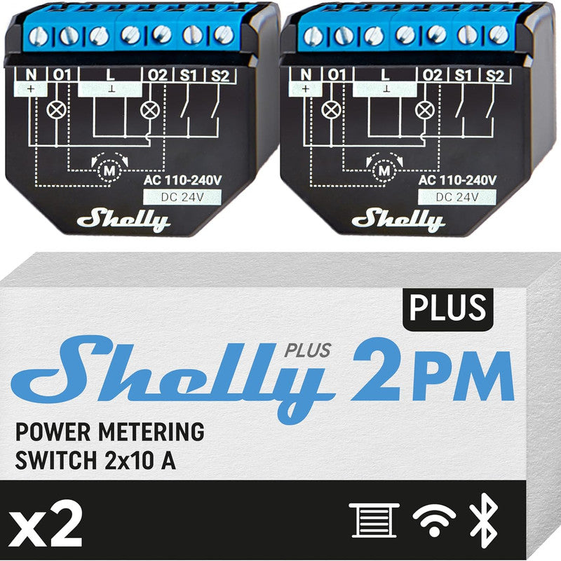 Sma Shelly Plus 2PM DOPPELPACK – Smart Relay 16A AC/DC WiFi
