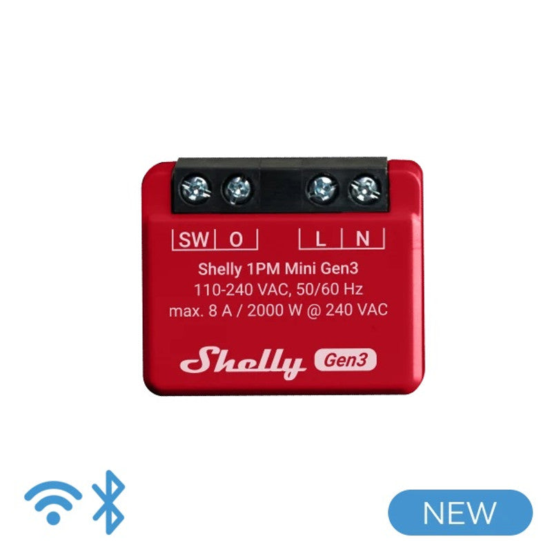 Sma Shelly Mini 1PM Gen 3 – Smart Relay 8A AC WiFi/BT + PM