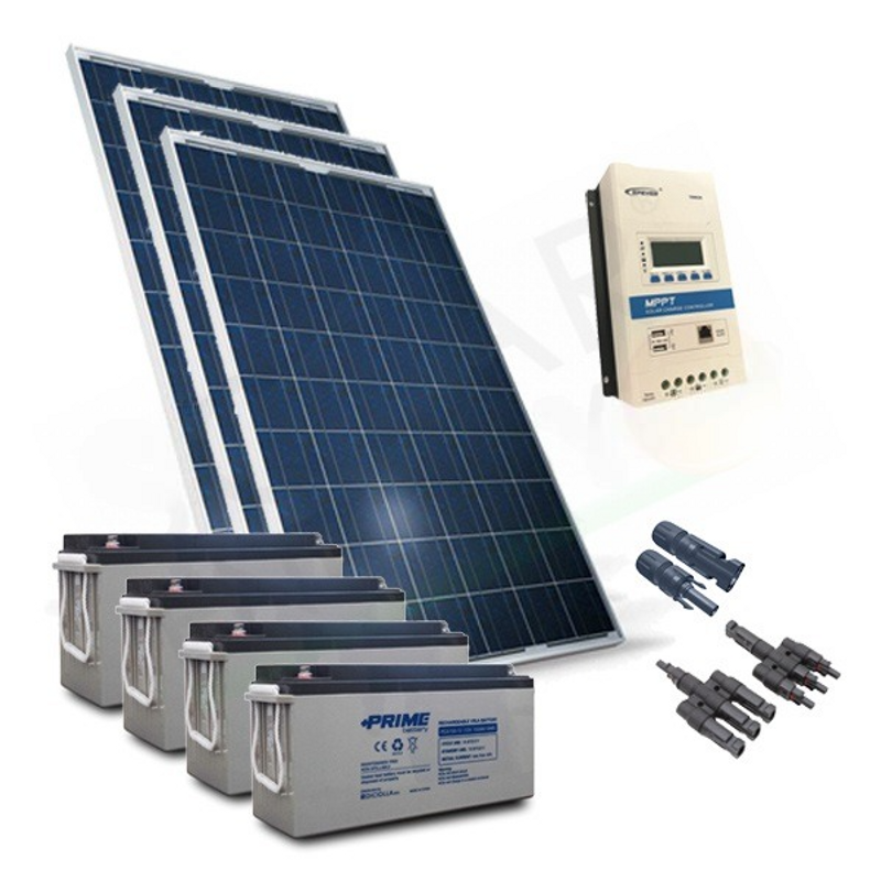 SOLAR-KIT PRO 840W 24V – 3 MODULE 280W / REGLER 40A / 4 BATTERIEN 150AH