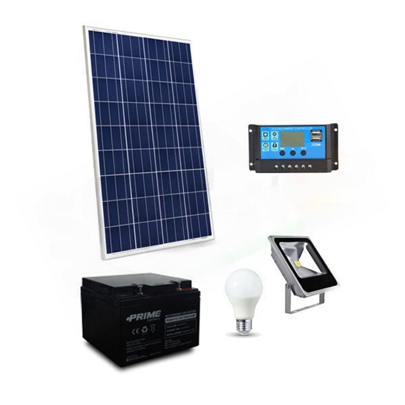 Solar-Kit SOLAR-BELEUCHTUNGS-KIT 30W 12V FÜR DEN AUSSENBEREICH 1 LED-STRAHLER UND 1 LED-LAMPE - AUT
