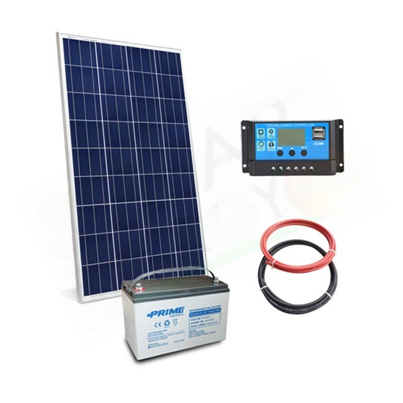 Solar-Kit SOLAR KIT PRO 80W 12V – 80W MODUL / 10AH REGLER / 100AH BATTERIE / KABEL