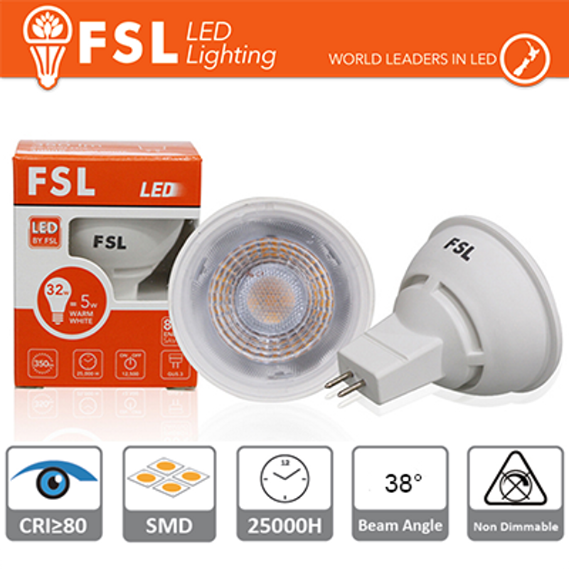 MR16 LED-Glühbirne – 6 W 4000 K 510 lm 38 ° CRI80 DC 12 V