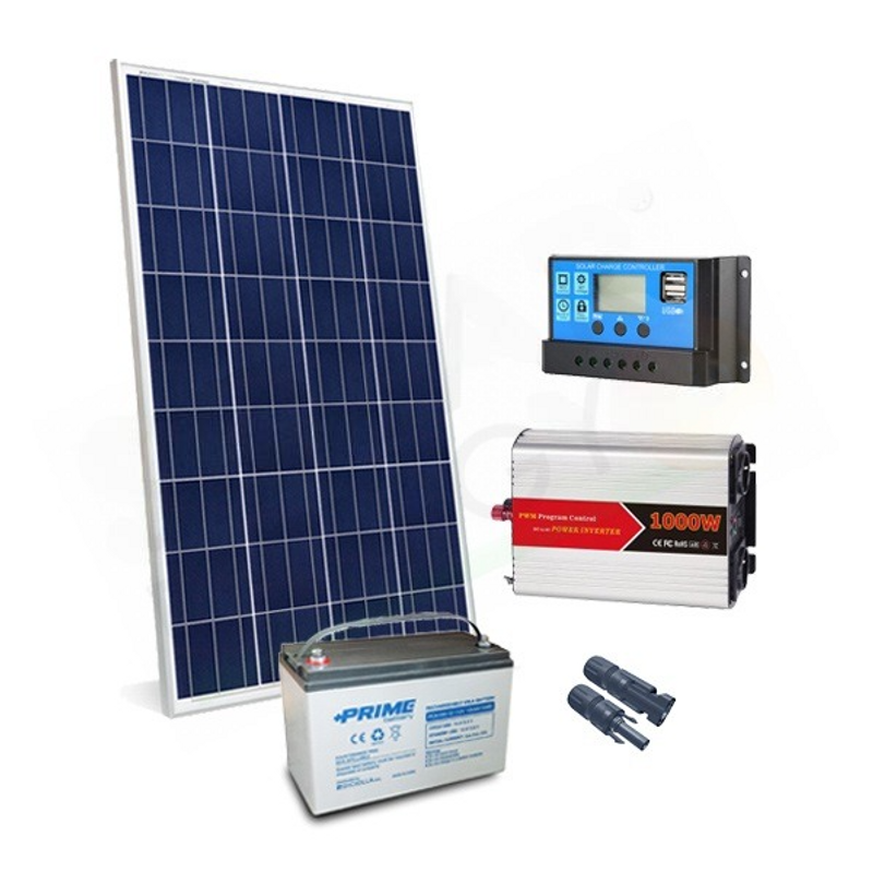 SOLAR-KIT PLUS 200W 12V – 200W-MODUL / 20A-PWM-REGLER / 1000W-WECHSELRICHTER / B