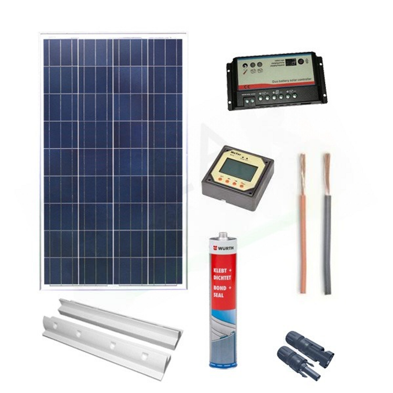 Solar-Kit CAMPER PLUS SOLAR-KIT 150 W 12 V – 150 W-MODUL / 10 A PWM-DUAL-REGLER / ZUGANG