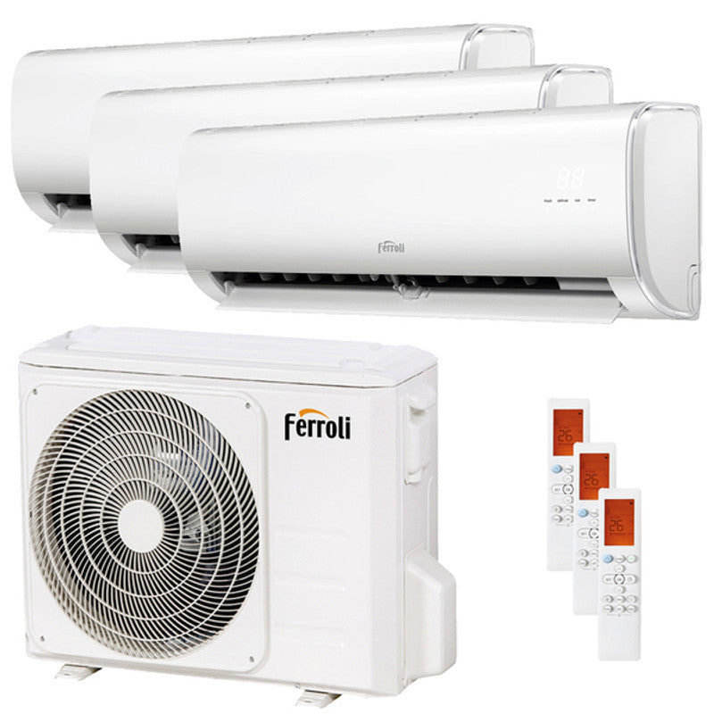 Ferroli Giada Test-Split-Klimaanlage 9000+9000+18000 BTU Inverter A++ WLAN u