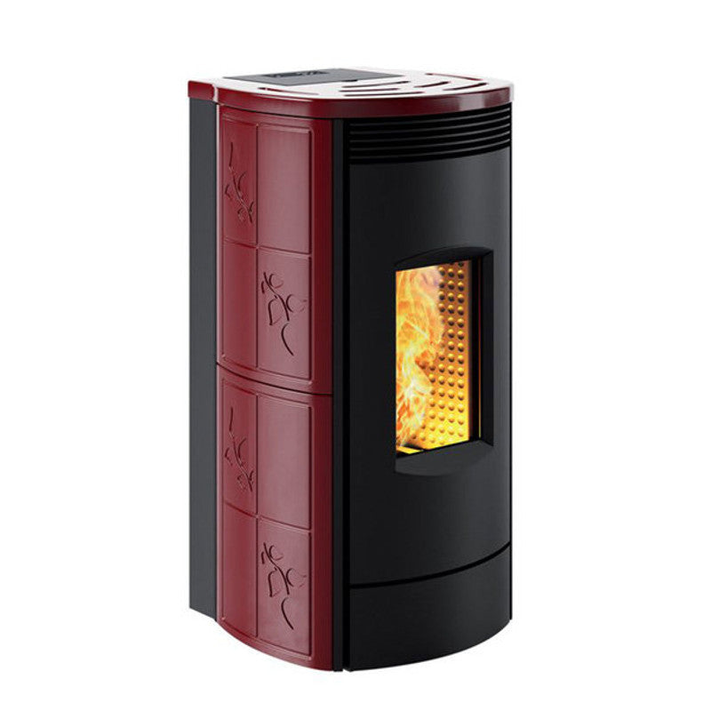 Ofen Pelletofen Caminetti Montegrappa Alpina M MW24 19,7 kW Idro Bordeaux poliert