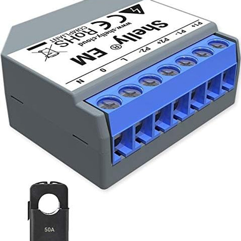 Shelly EM – Wi-Fi-Energiezählermodul + 50-A-Kontaktklemme