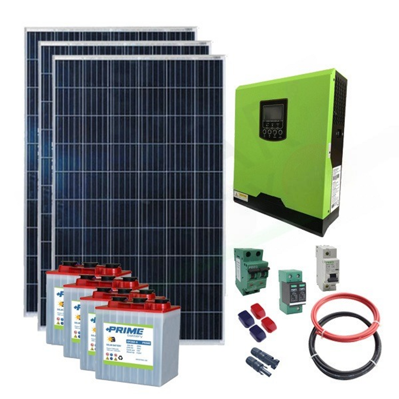 Solar-Kit OFFNETES PHOTOVOLTAIK-KIT 1 KW 24V PWM MIT OP 960AH-BATTERIEN