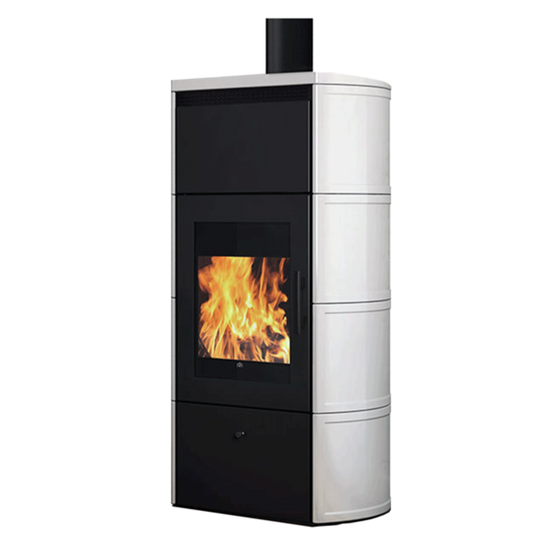 Edilkamin Flamma 14 kW Idro Holzofen Cremeweiß