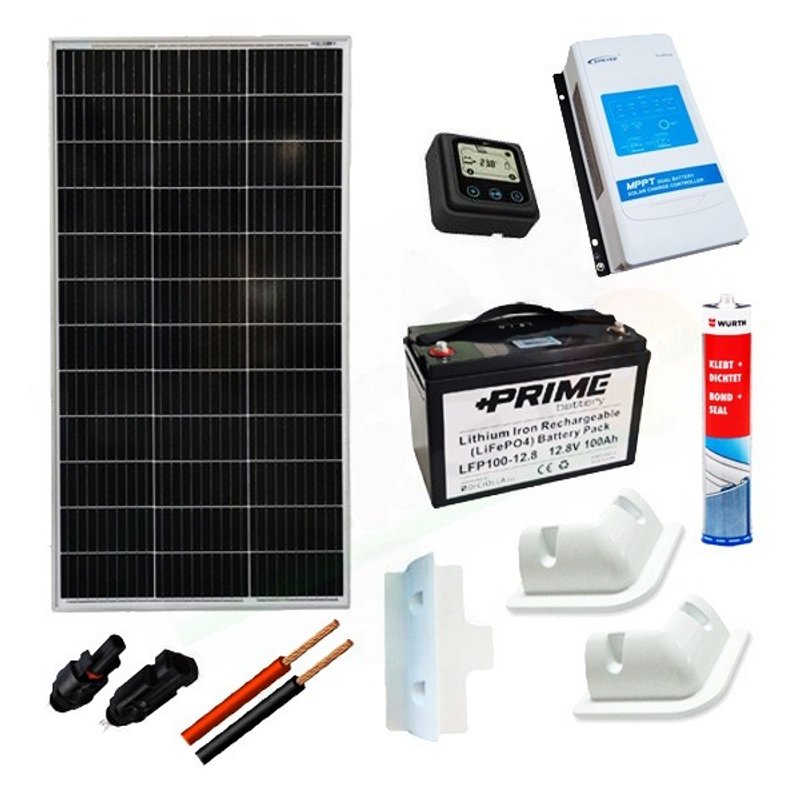 Solar-Kit CAMPER PLUS SOLAR-KIT 100 W 12 V – 100 W-MODUL / 10 A MPPT-REGLER / 1 BATTERIE