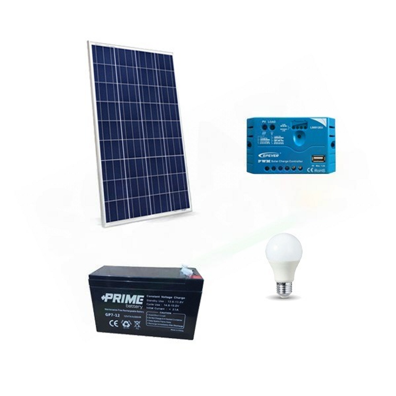 Solar-Kit SOLAR-BELEUCHTUNGSSATZ 10W 12V FÜR INNENBEREICHE 1 LED-LAMPE - AUTONOMIE 5 STUNDEN