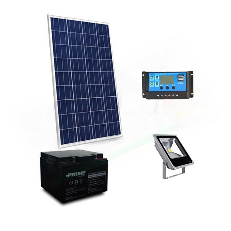Solar-Kit SOLAR-BELEUCHTUNGSSATZ 30 W 12 V FÜR DEN AUSSENBEREICH 1 LED-STRAHLER – 8 STUNDEN AUTONOMIE