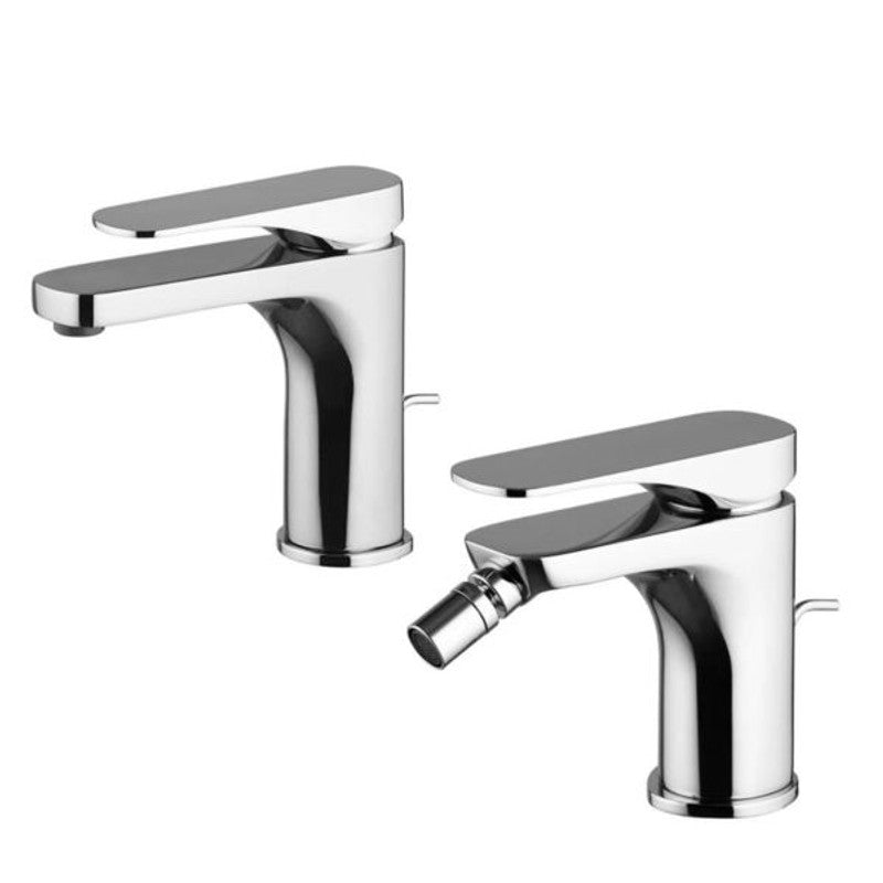 Set Fima Carlo Frattini Quad Einhebel-Waschtisch- und Bidetmischer-Set aus Chrom