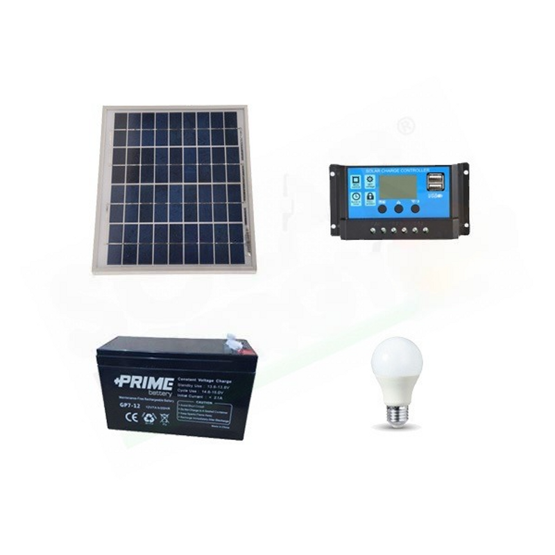 Solar-Kit SOLAR-BELEUCHTUNGSSATZ 5W 12V FÜR INNENRAUM 1 LED-LAMPE - 3 STUNDEN AUTONOMIE