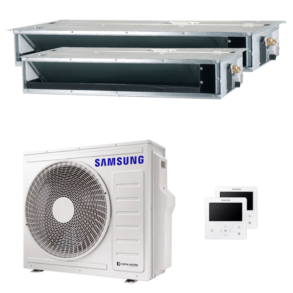 Samsung Kanal-Dual-Split-Klimaanlage 12000+18000 BTU Inverter A++ uni