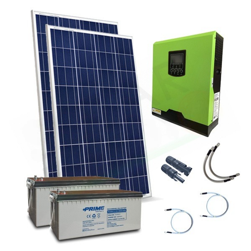 Solar-Kit OFFNETES PHOTOVOLTAIK-KIT 400 W 12 V MIT 400 AH AGM-BATTERIEN