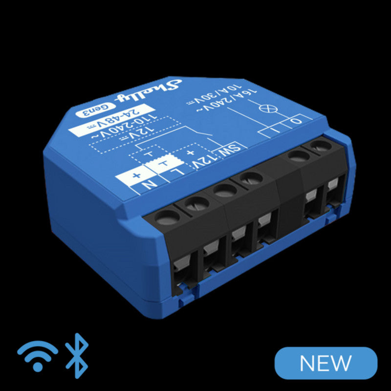 Sma Shelly 1 Gen 3 – Smart Relay 16A AC/DC WiFi/BT + cont. sauber