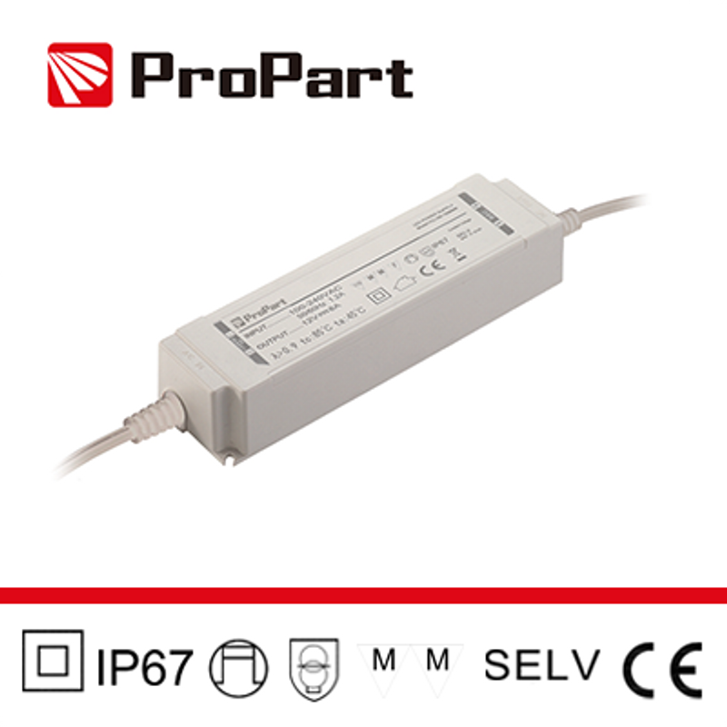 Netzteil IP67-Netzteil 24 V, 100 W, 4,16 A. Größe: 190 x 52 x 37 mm