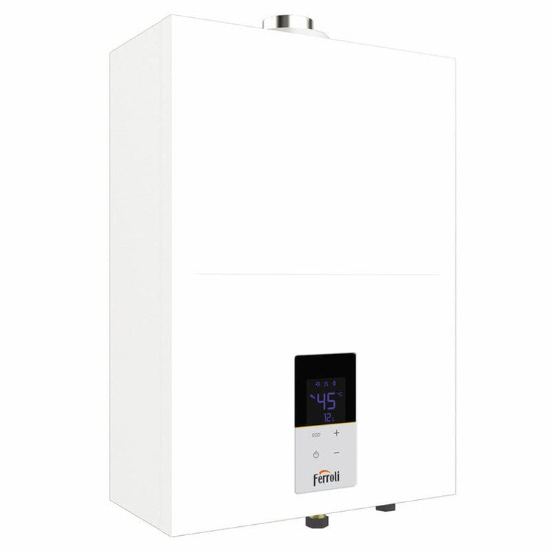 Ferroli Kona Wand-Gaswarmwasserbereiter mit Zwangszug und versiegelter Kammer 17 l/mi