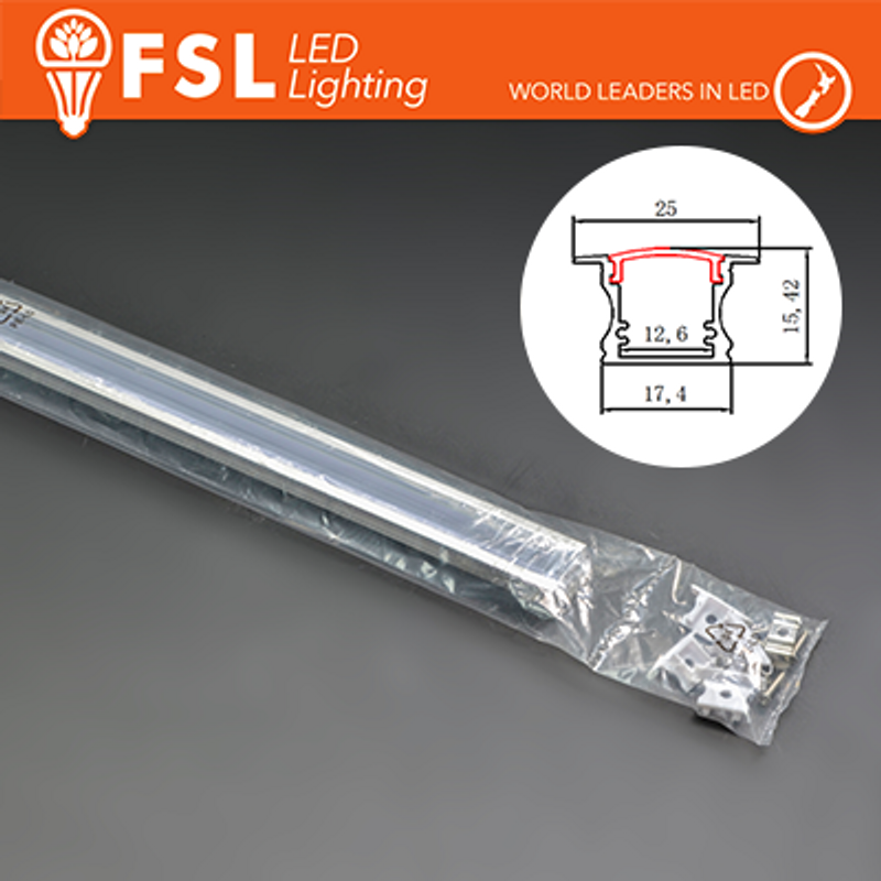 Solar-Kit ALUMINIUMPROFIL-KIT 6063 – 2 m SILBER für den Einbau – opale Abdeckung