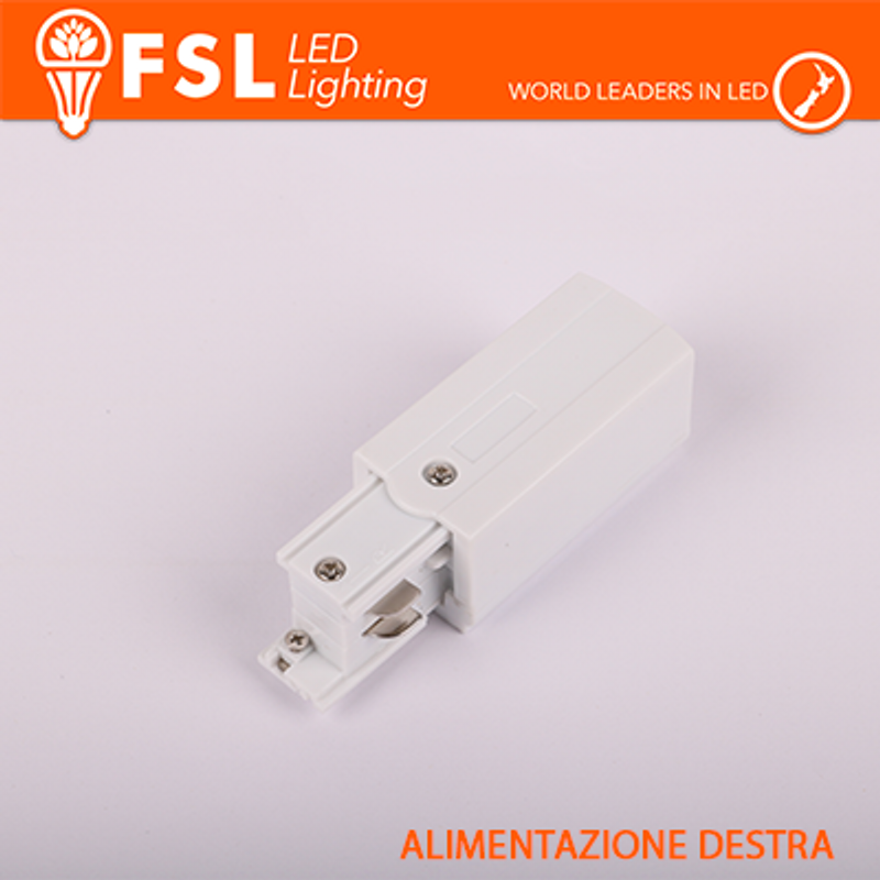 FSL RECHTER Stromversorgungskopf für Dreiphasenschiene – Farbe WEISS
