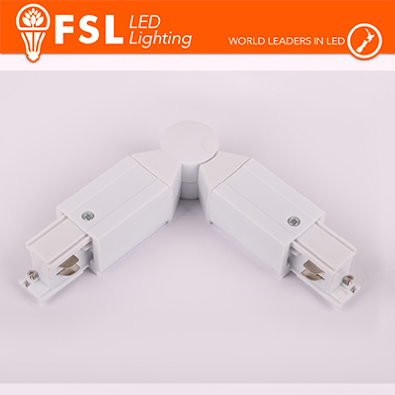 FSL L-förmiger Verbinder mit einstellbarem Winkel für Dreiphasenschiene – Farbe WEISS