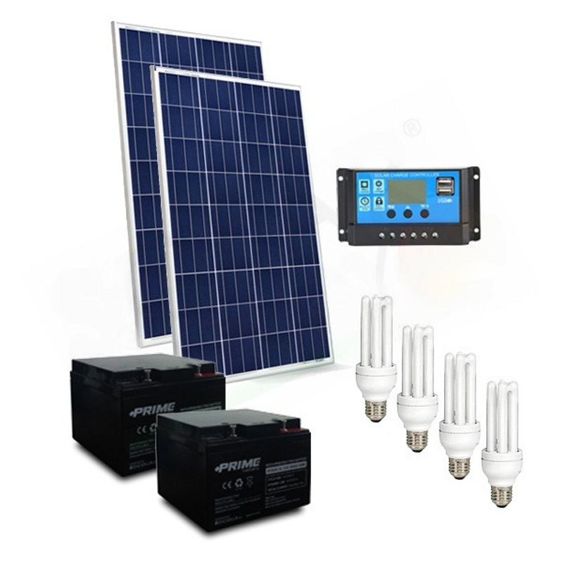 Solar-Kit SOLAR-BELEUCHTUNGSSATZ 60W 24V FÜR INNENBEREICHE 4 LEUCHTSTOFFLAMPEN - AUTONOMIE
