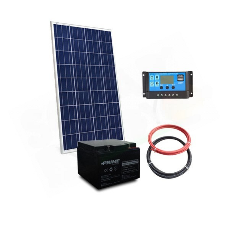 SOLAR-KIT PRO 30W 12V – 30W-MODUL / 5A-REGLER / 12AH-BATTERIE / KABEL