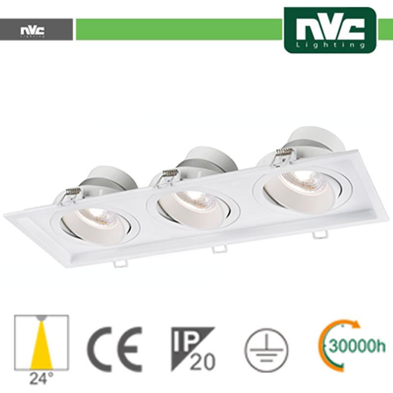 Incasso Einbau-Multi-Lampe – 27 W (3 x 9 W), 4000 K, 2160 lm >24°