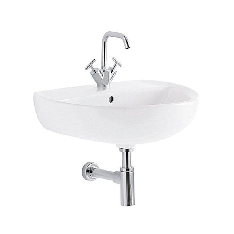 Lavabo Geberit Colibrì 55 cm Einloch-Wandwaschbecken in glänzendem Weiß