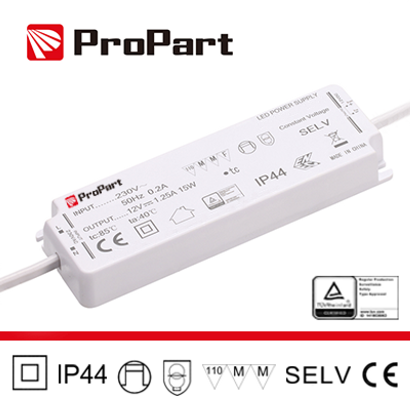 Netzteil IP44-Netzteil 24 V, 30 W, 1,25 A. Größe: 158 x 51 x 18 mm