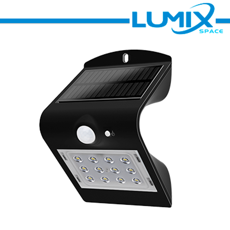 Beleuchtung Drahtlose Solar-LED-Wandleuchte mit Sensoren 220lm SCHWARZ