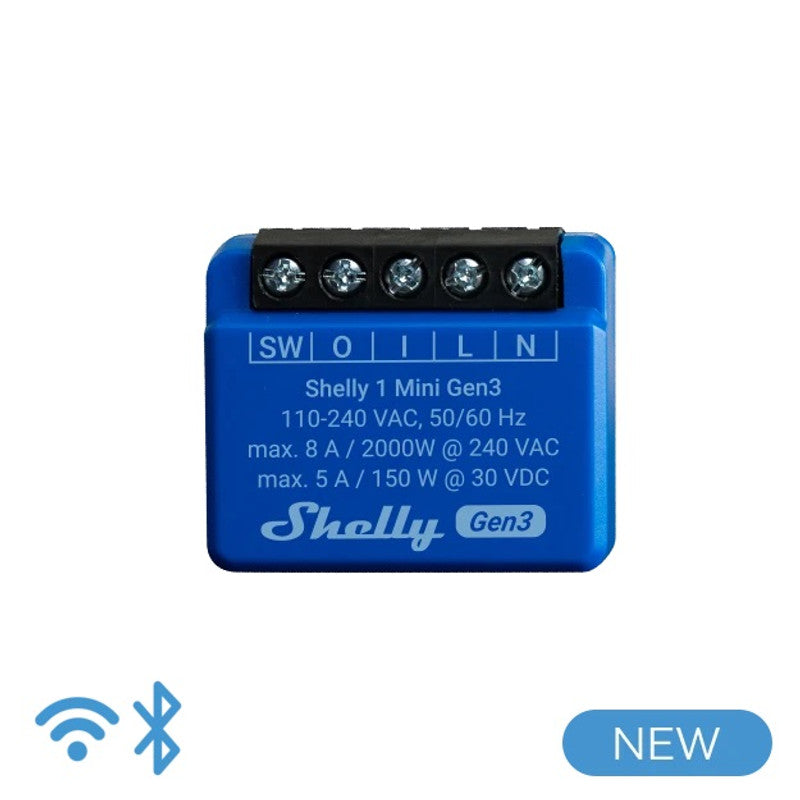 Sma Shelly Mini 1 Gen 3 – Smart Relay 8A AC/DC WiFi/BT