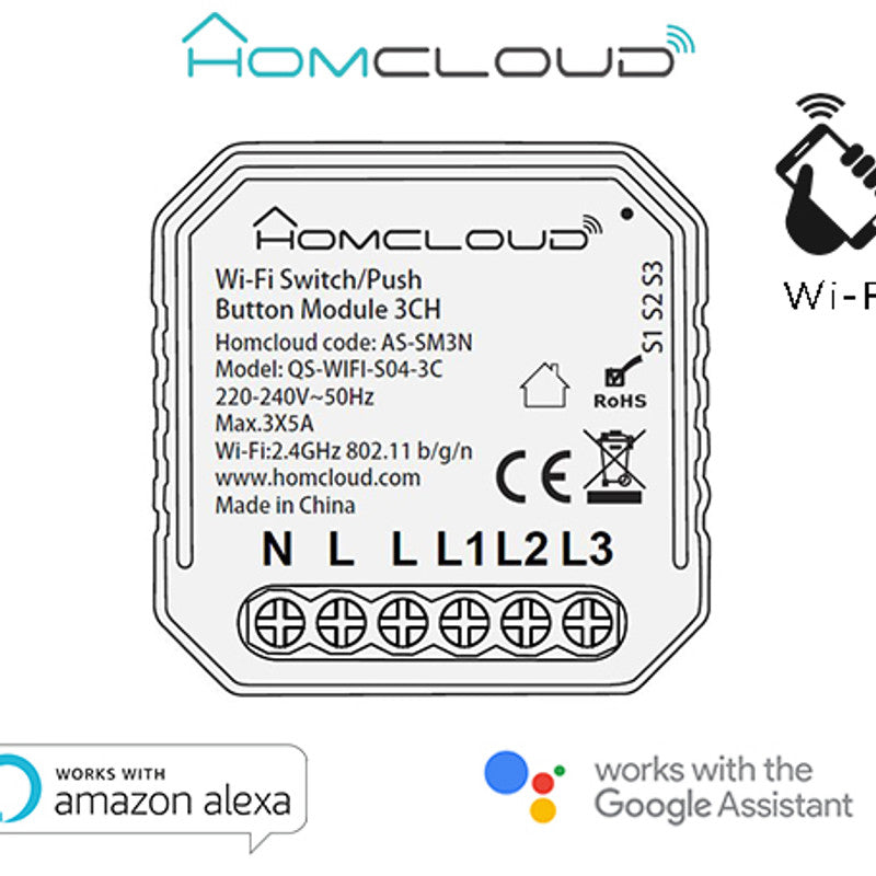 Modul Unterputzmontiertes 3-Kanal-WLAN-Tasten-/Schaltermodul