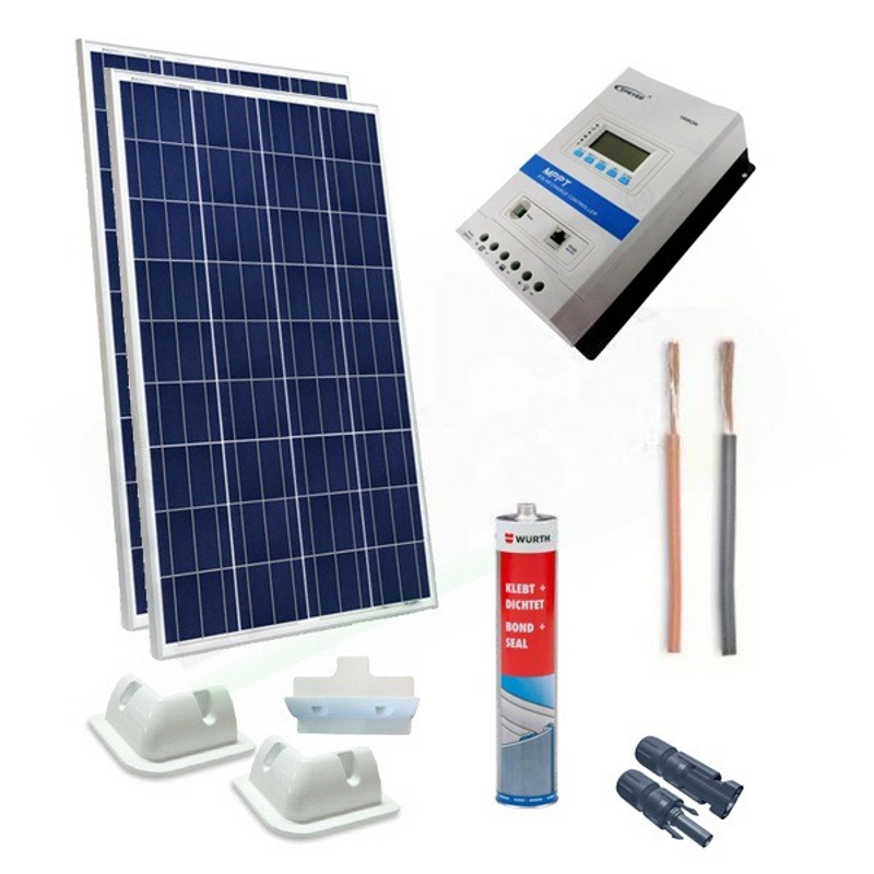 Solar-Kit CAMPER PLUS SOLAR-KIT 400 W 12 V – 200 W-MODULE / 30 A MPPT-REGLER / ZUBEHÖR