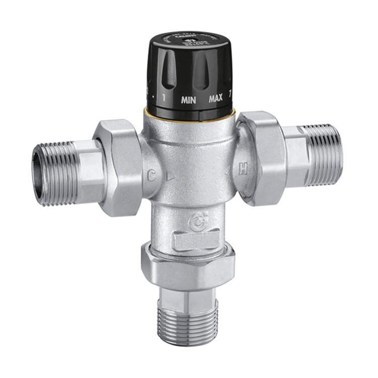 Sanitärarmaturen Thermostatmischer der Serie Caleffi 5219 mit 1-Zoll-Rückschlagknopf