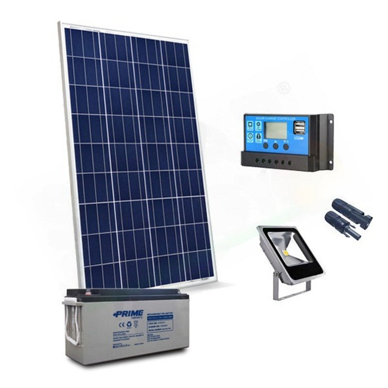 Solar-Kit SOLAR-BELEUCHTUNGSSATZ 150 W 12 V FÜR DEN AUSSENBEREICH 1 LED-STRAHLER – 16 STUNDEN AUTONOMIE