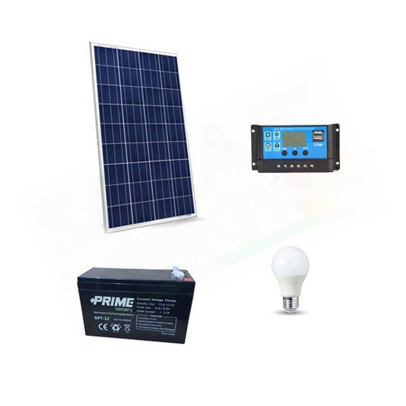 Solar-Kit SOLAR-BELEUCHTUNGSSATZ 10W 12V FÜR INNENBEREICHE 1 LED-LAMPE - 3 STUNDEN AUTONOMIE