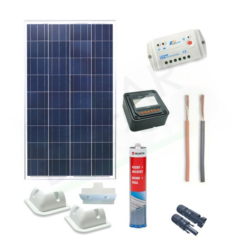 Solar-Kit CAMPER PLUS SOLAR-KIT 200W 12V – 200W-MODUL / 20A-PWM-REGLER / ZUBEHÖR F
