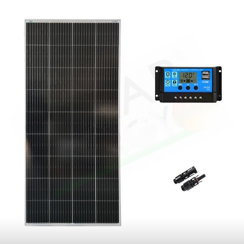 Solar-Kit GRUNDLEGENDES SOLAR-KIT 200 W 12 V – 200 W PHOTOVOLTAIKMODUL UND 20 A PWM-REGLER