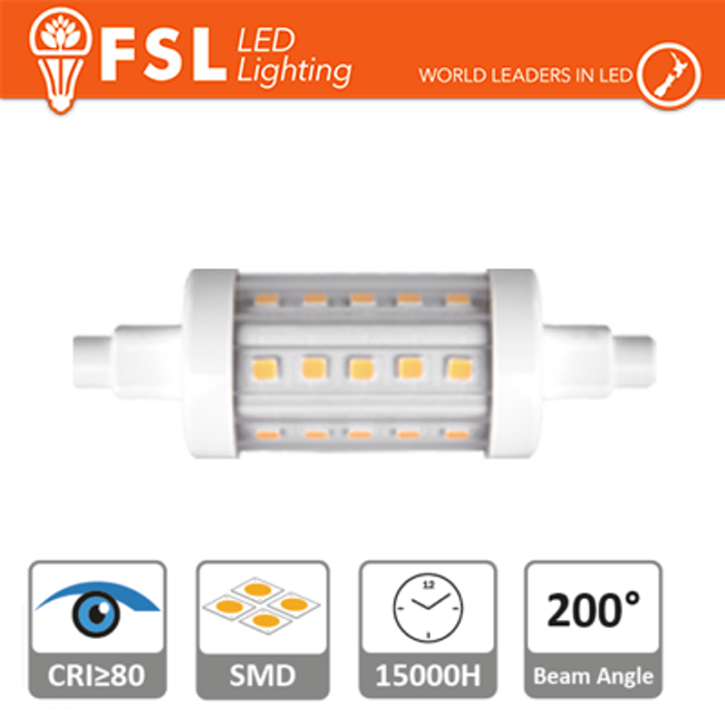 R7s – 5,5 W 2700 K 600 lm >200 ° 25 x 78 mm CRI80