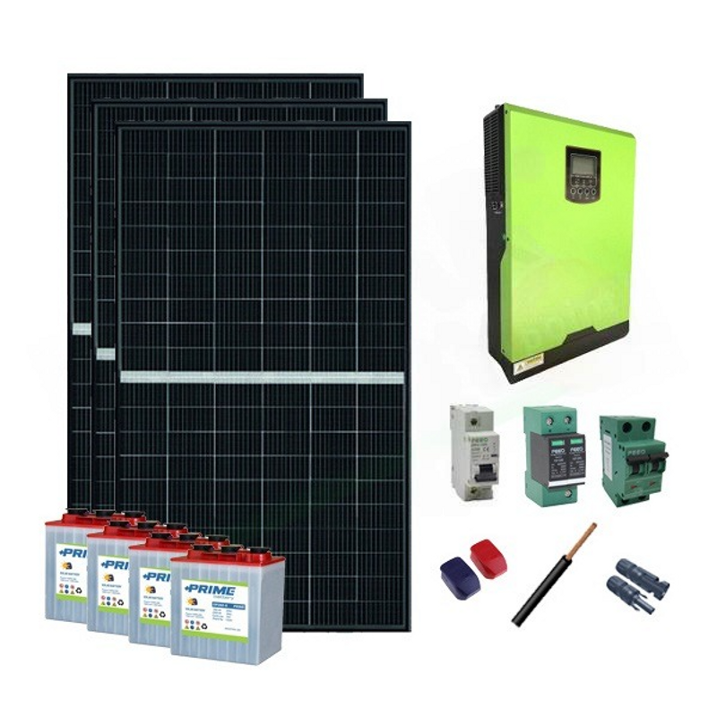Solar-Kit OFFNETES PHOTOVOLTAIK-KIT 3,2 KW 24 V MIT 6,2 KWH ROHRPLATTENBATTERIEN