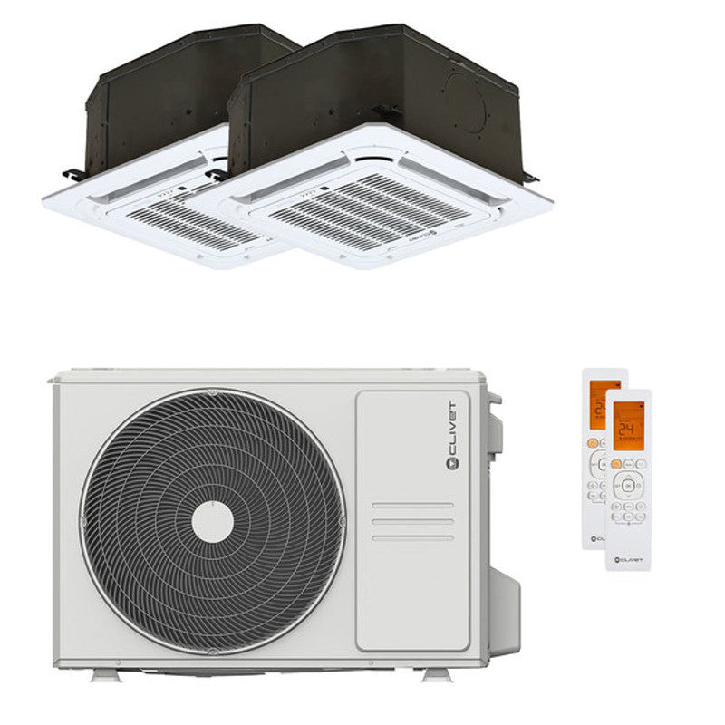 Clivet BOX 2 Klimaanlage 650x650 4-Wege-Dual-Split-Kassette 9000+12000 BTU inv