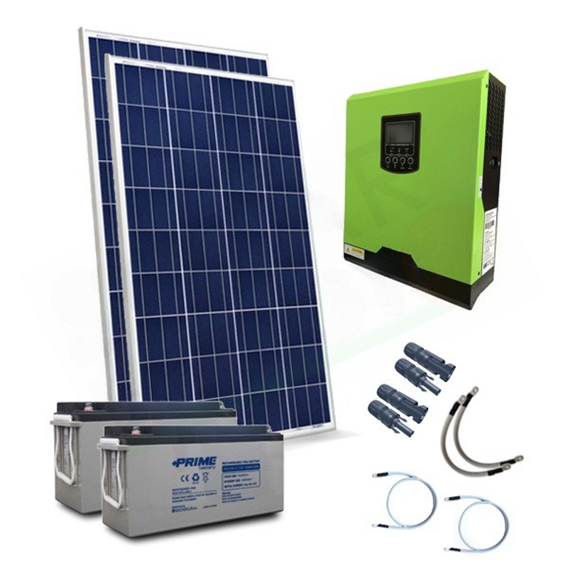 Solar-Kit OFFNETES PHOTOVOLTAIK-KIT 300 W 12 V MIT 300 AH AGM-BATTERIEN