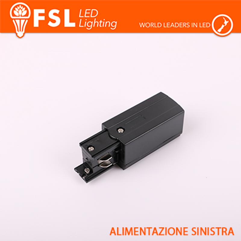 Fsl Stromversorgungskopf FSL LINKS für Dreiphasenschiene – Farbe SCHWARZ