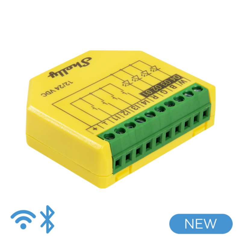 Shelly Plus RGBW PM – 12-24DC RGBW + PM LED-Streifen-Controller
