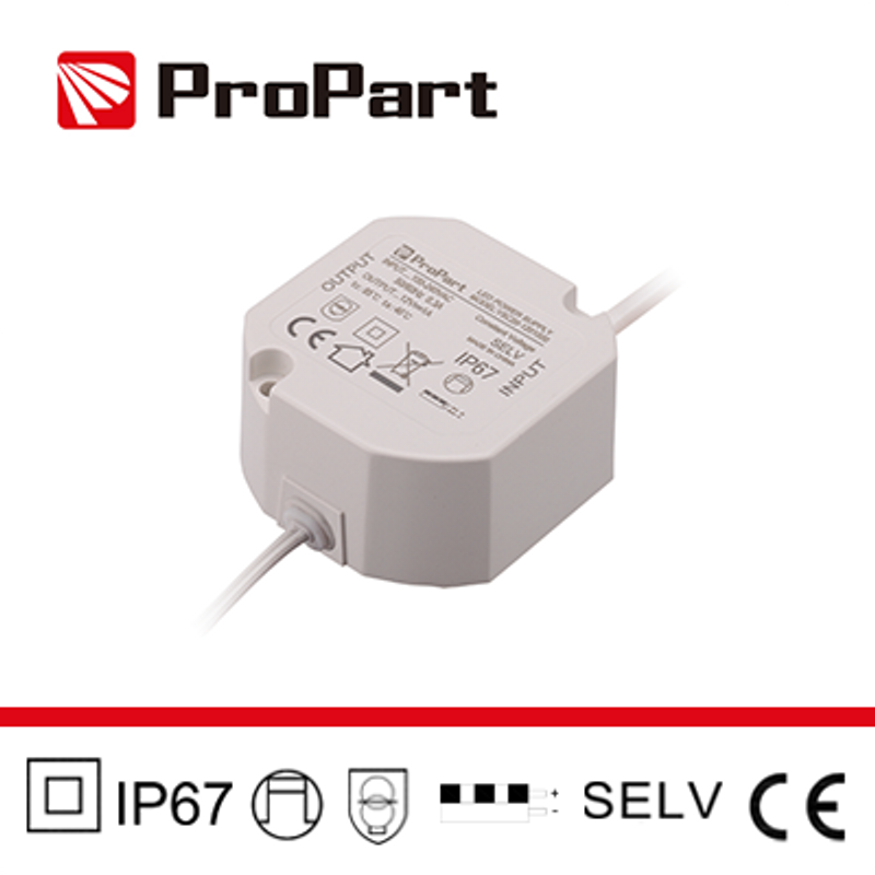 Netzteil IP67-Netzteil 24 V, 20 W, 0,83 A. Größe: 59 x 59 x 28 mm