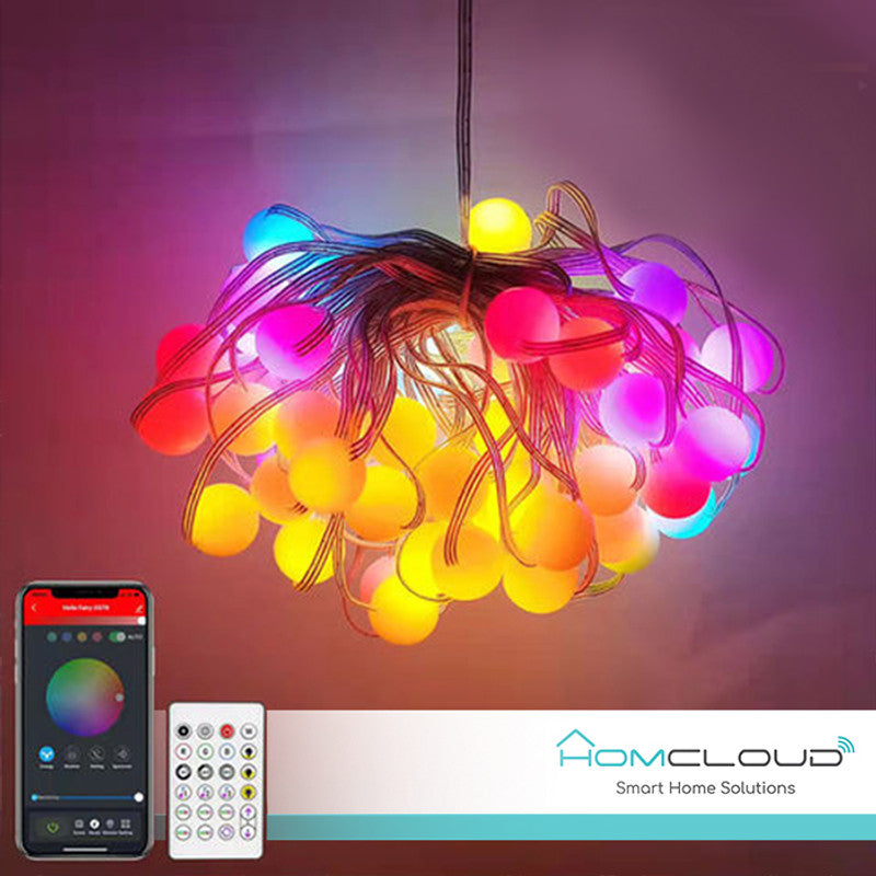 Sma Kette aus 66 intelligenten RGB-IC-Lichtkugeln, Wi-Fi + Bluetooth, 10 m, IP65